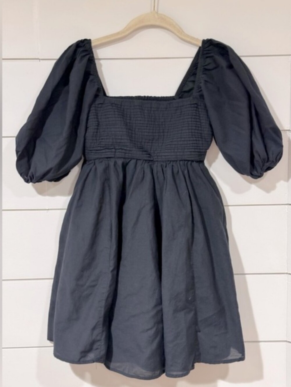 Abercrombie & Fitch Women's Black Emerson Poplin Puff Sleeve Mini Dress Sz XSP - Picture 3 of 5